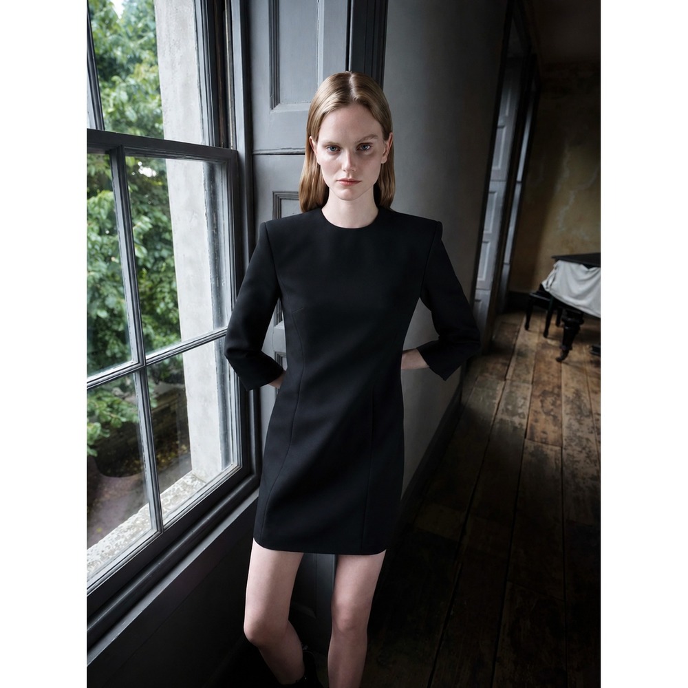 Zara Black Mini Statement Dress Exaggerated Shoulder Pads‎ 80s Size Small